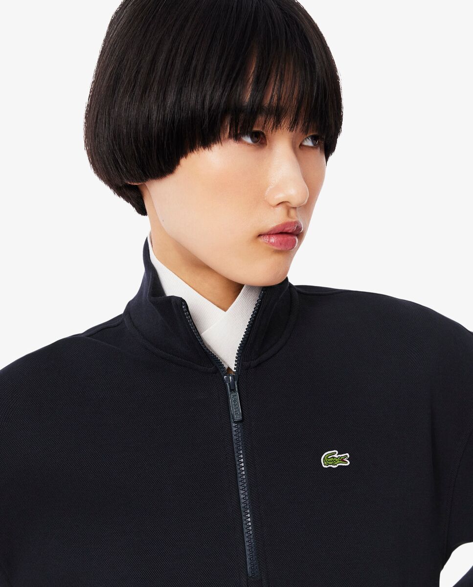 Sudadera de mujer de piqué de cuello alto con cremallera en blanco - Lacoste - Azul marino Azul marino-3