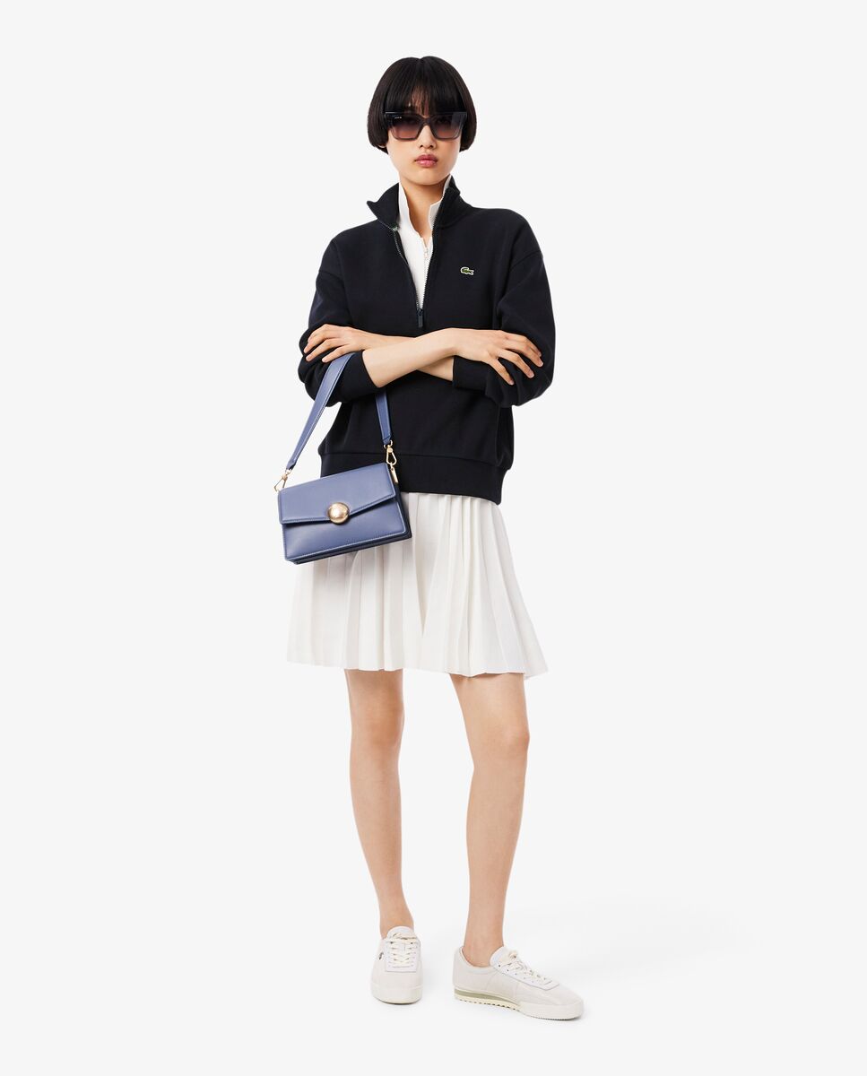 Sudadera de mujer de piqué de cuello alto con cremallera en blanco - Lacoste - Azul marino Azul marino-4