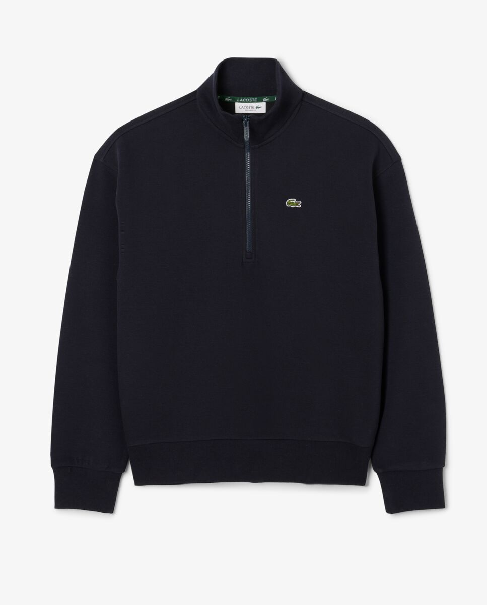 Sudadera de mujer de piqué de cuello alto con cremallera en blanco - Lacoste - Azul marino Azul marino-6