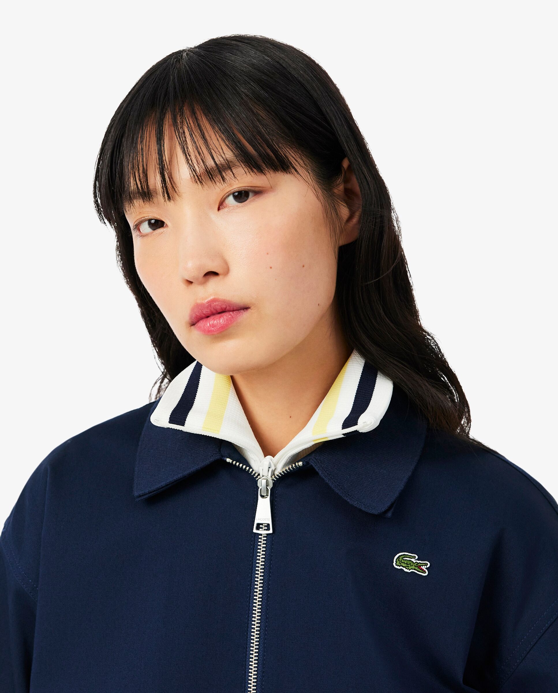 Chaqueta de mujer elástica con cuello doble - Lacoste - Azul marino Azul marino-3