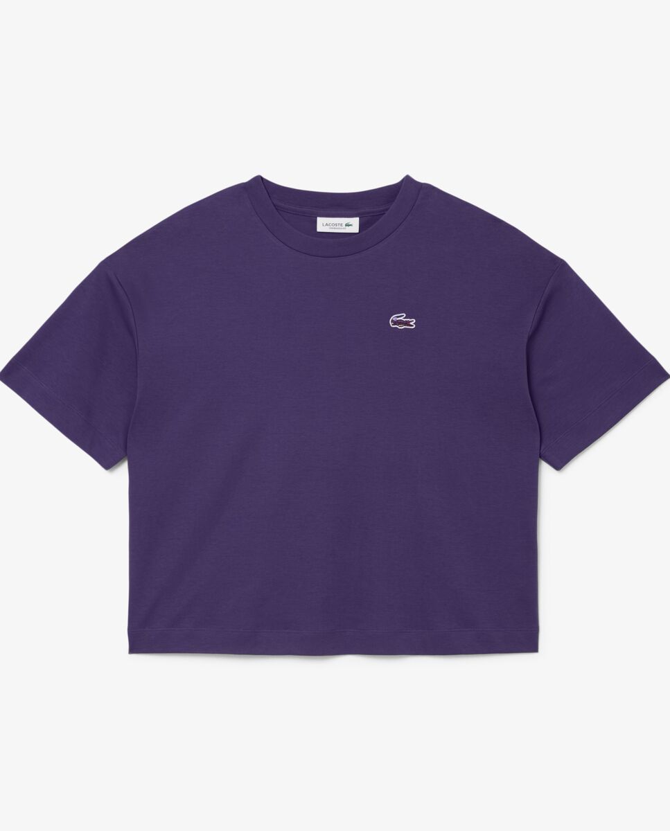 Camiseta de mujer de corte holgado con cocodrilo con paisaje en marrón de manga corta - Lacoste - Lila Lila-6