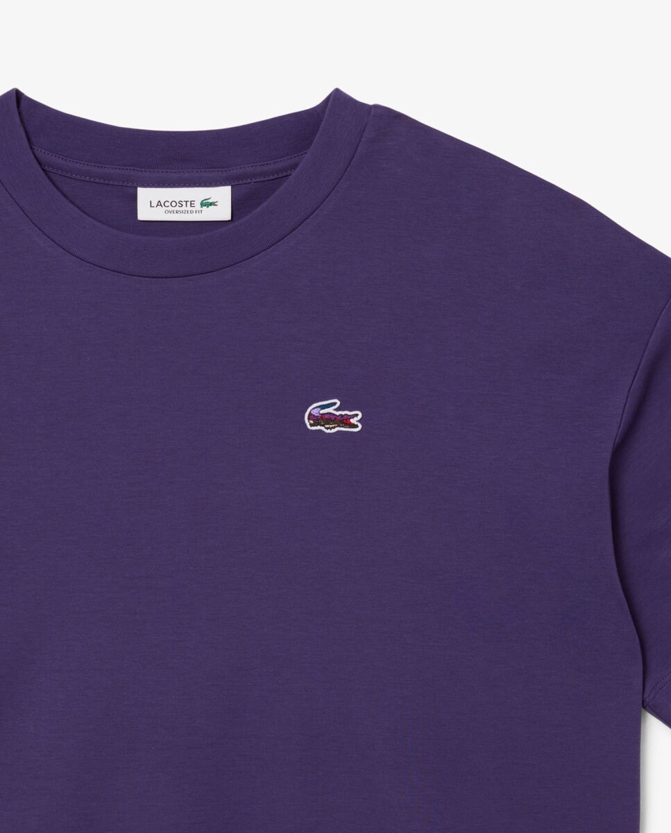 Camiseta de mujer de corte holgado con cocodrilo con paisaje en marrón de manga corta - Lacoste - Lila Lila-5
