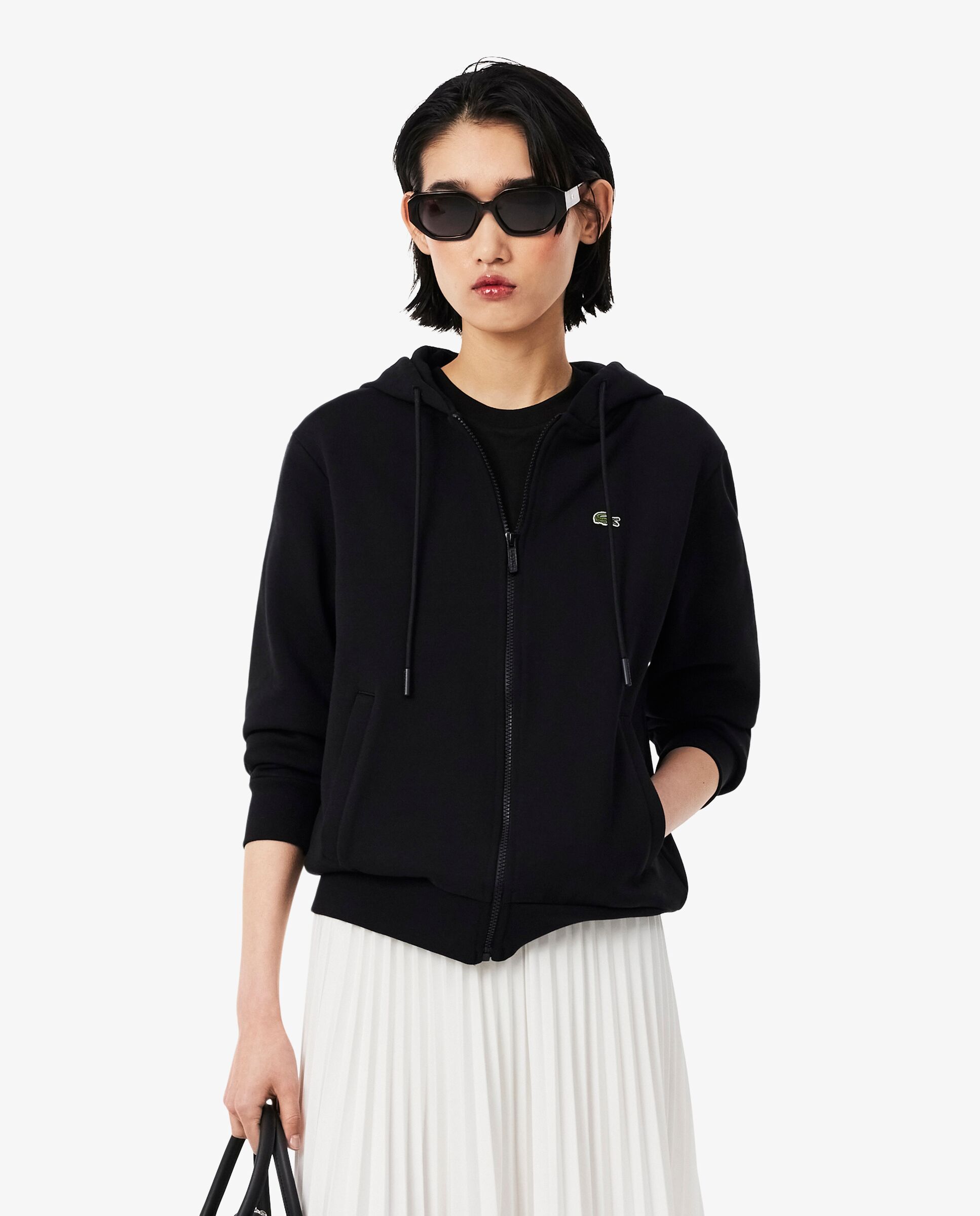 Sudadera de mujer con capucha de felpa con cremallera - Lacoste - Negro Negro-1