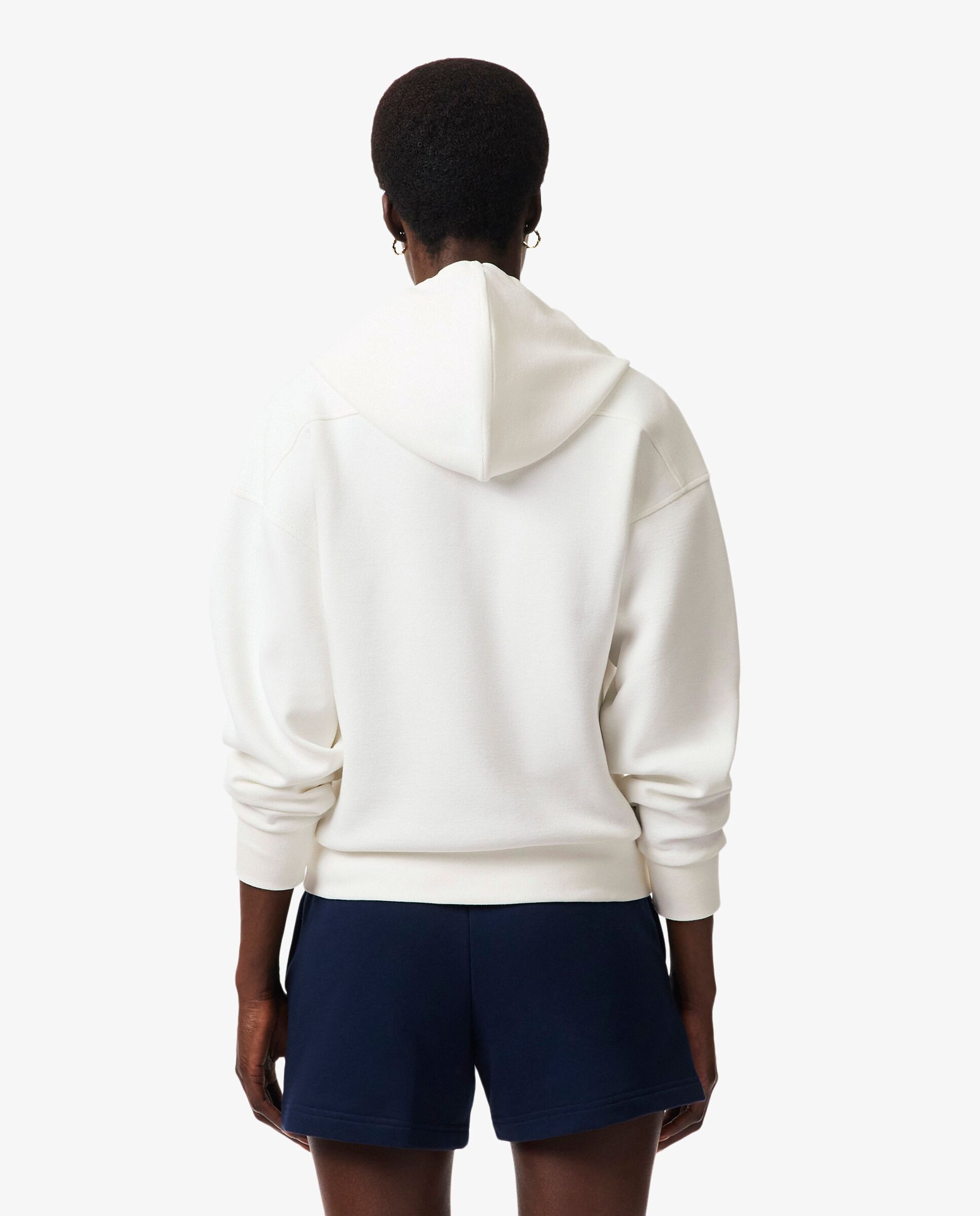 Sudadera de mujer con capucha de piqué con cremallera en - Lacoste - Blanco Blanco-2