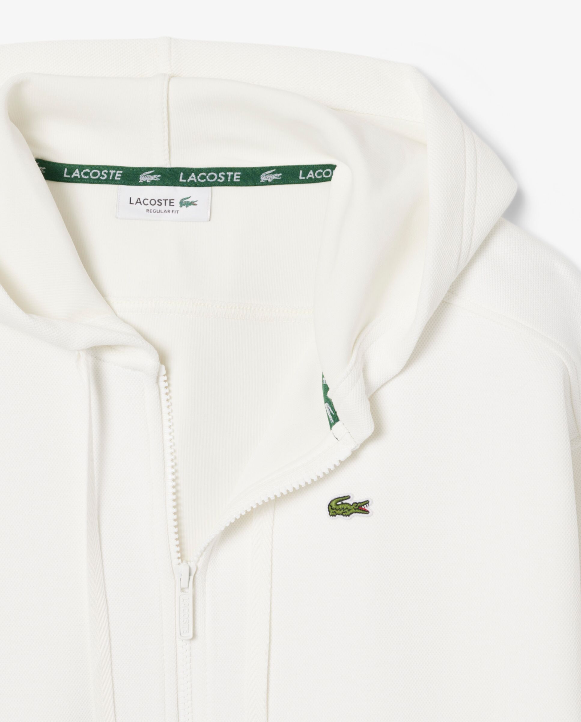 Sudadera de mujer con capucha de piqué con cremallera en - Lacoste - Blanco Blanco-5