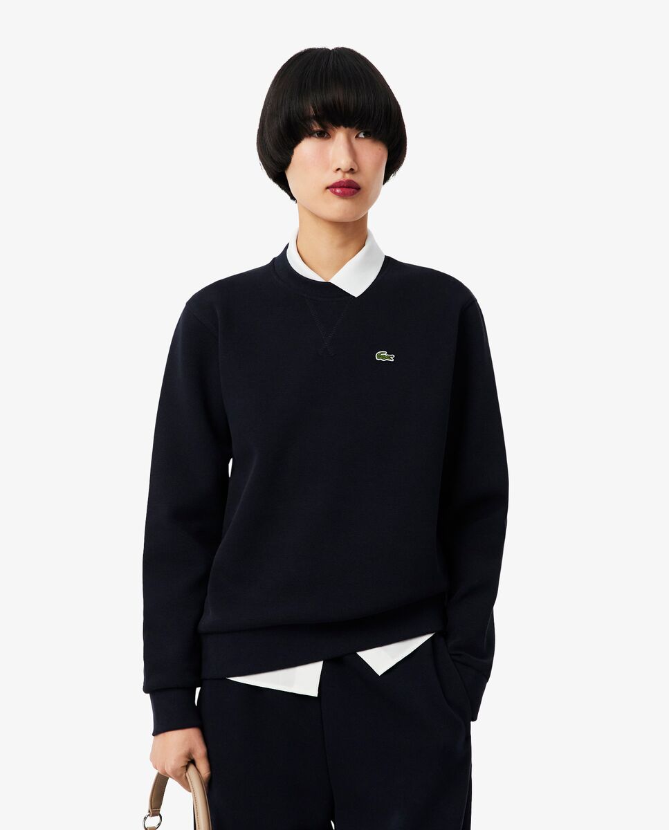 Sudadera de mujer de cuello redondo de piqué de corte holgado - Lacoste - Azul marino Azul marino-1