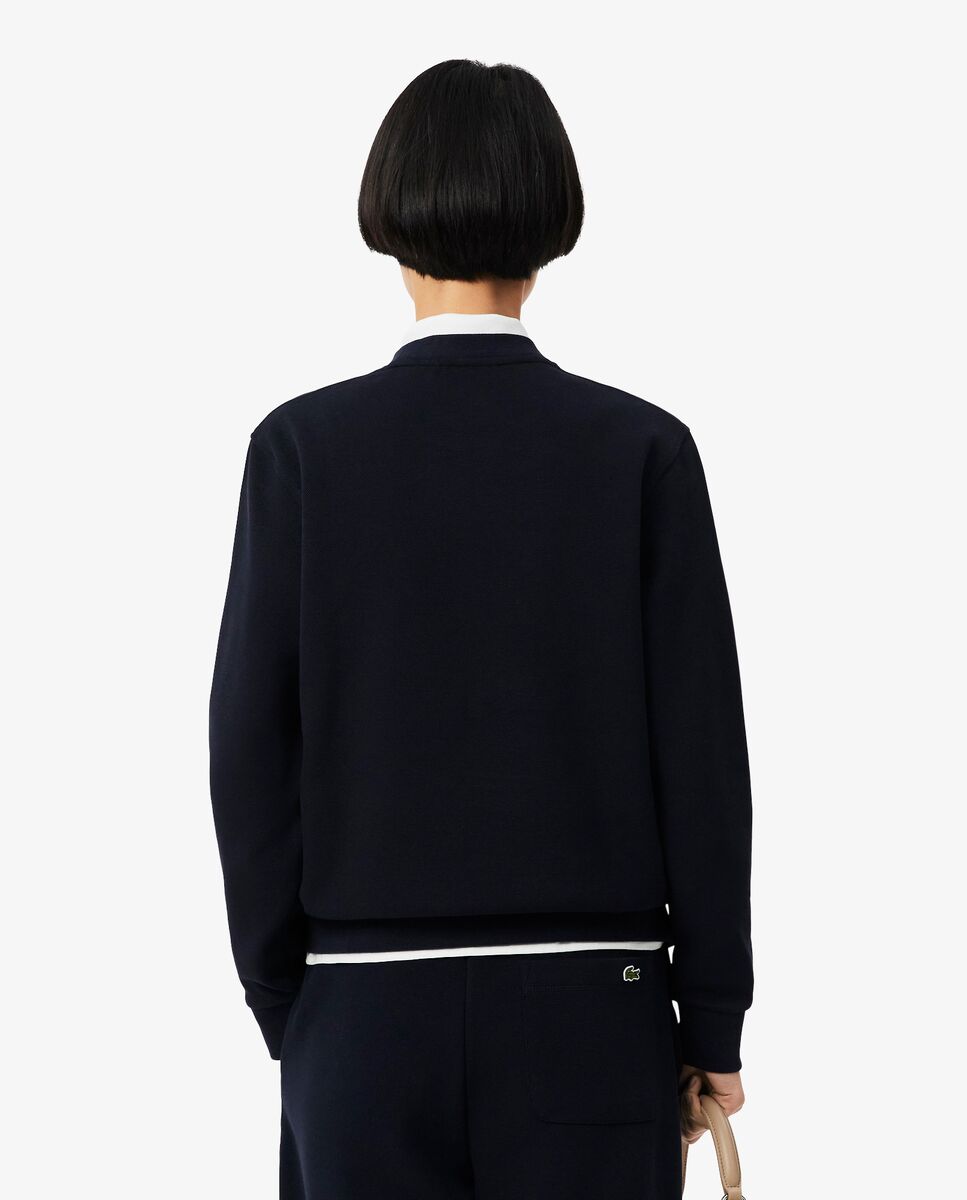 Sudadera de mujer de cuello redondo de piqué de corte holgado - Lacoste - Azul marino Azul marino-2