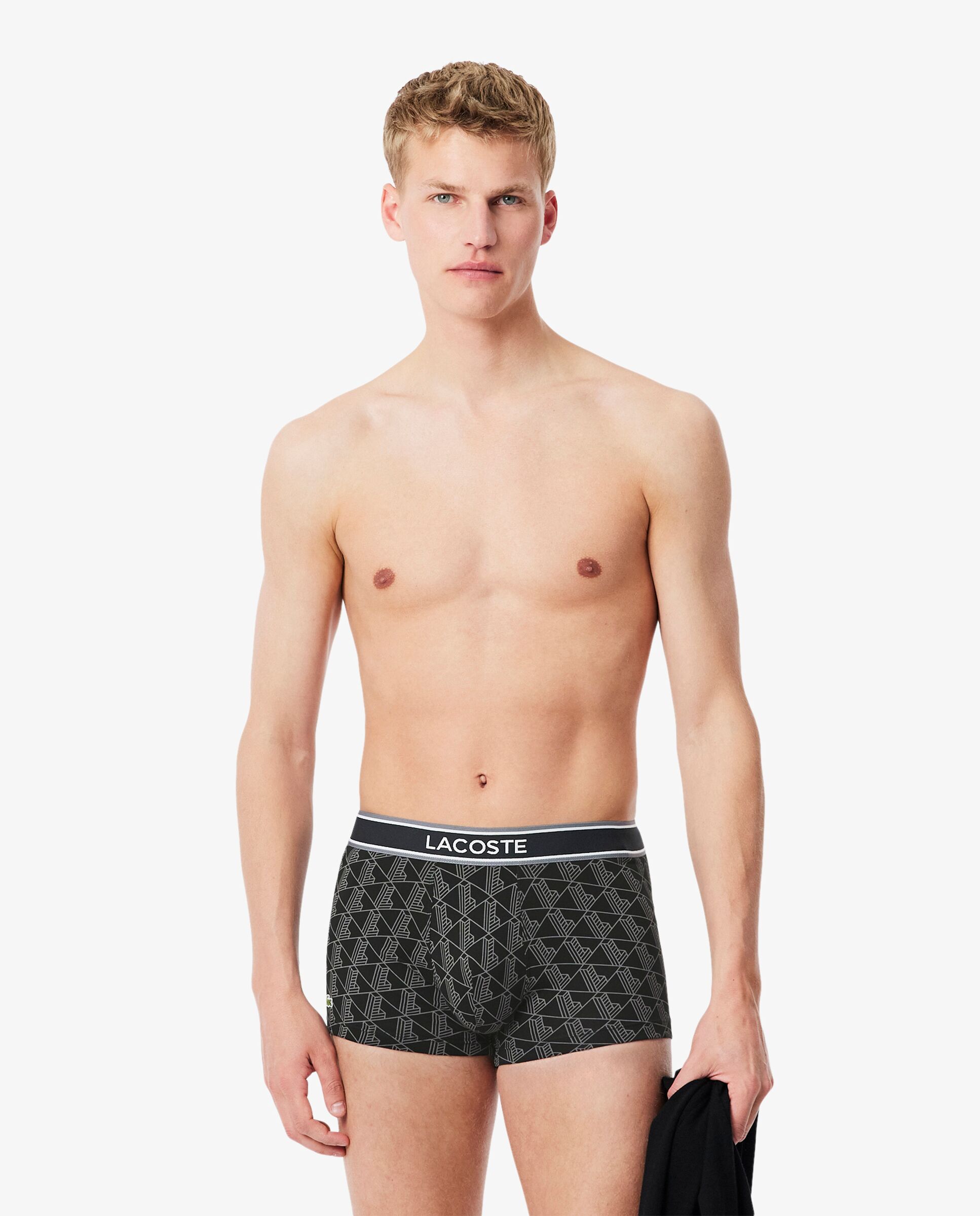 Pack de 3 calzoncillos Lacoste de algodón con logo en la cintura - Negro Negro-1