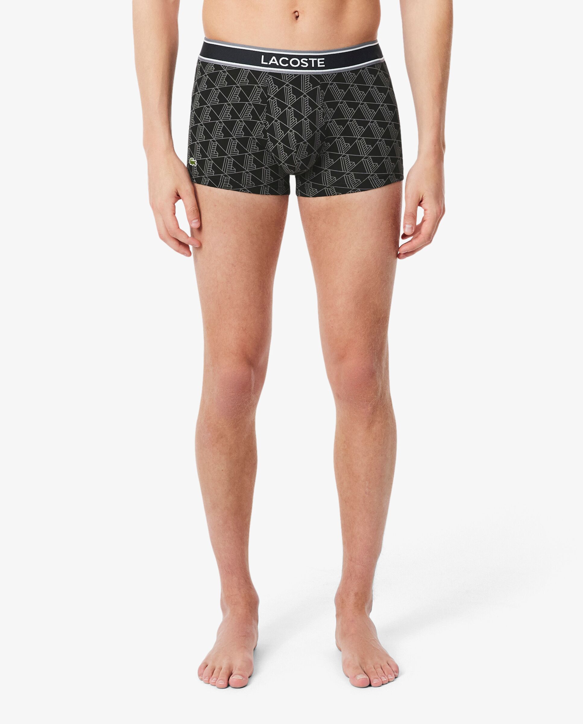 Pack de 3 calzoncillos Lacoste de algodón con logo en la cintura - Negro Negro-3