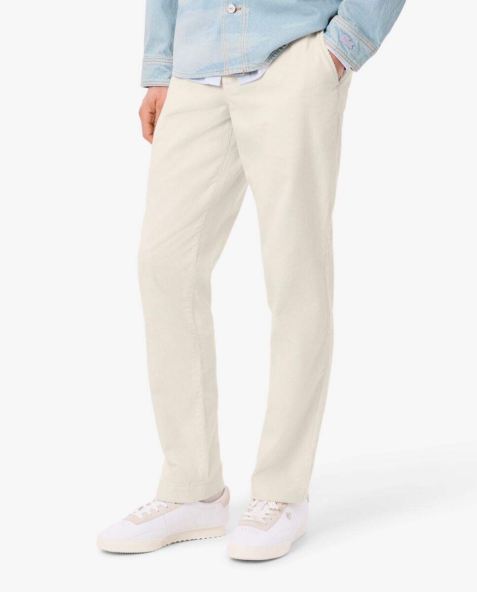 Pantalón de hombre chino de pana de corte regular en marrón - Lacoste - Negro Blanco-3
