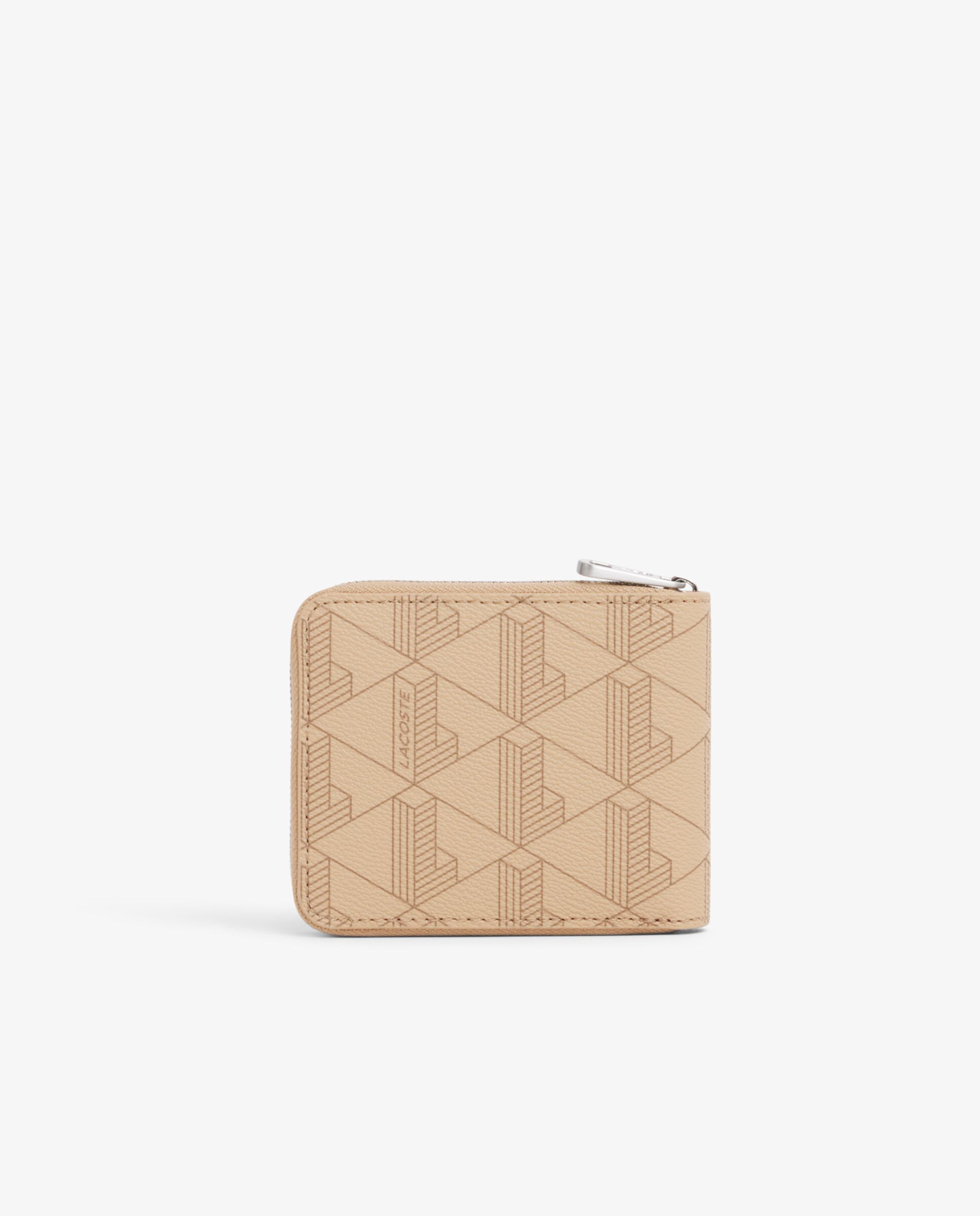 Billetera de hombre con cremallera y monograma en mono viennois otter - Lacoste - Natural Natural-3