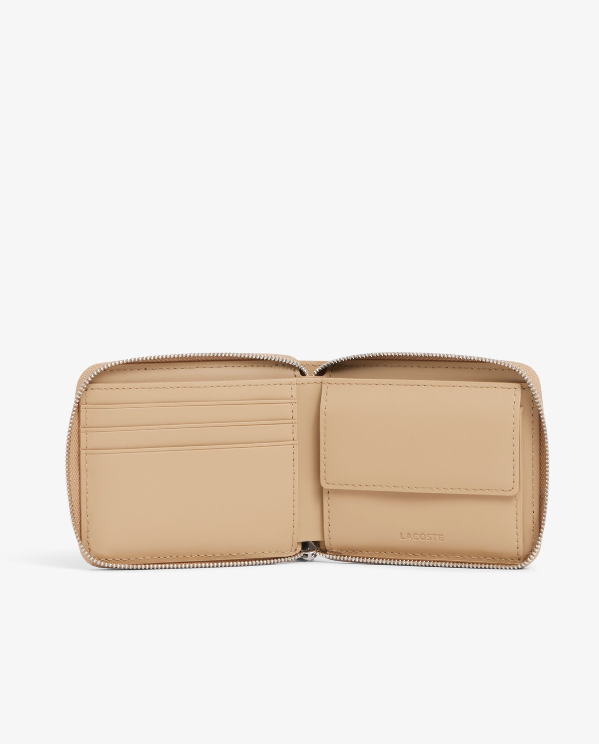 Billetera de hombre con cremallera y monograma en mono viennois otter - Lacoste - Natural Natural-2