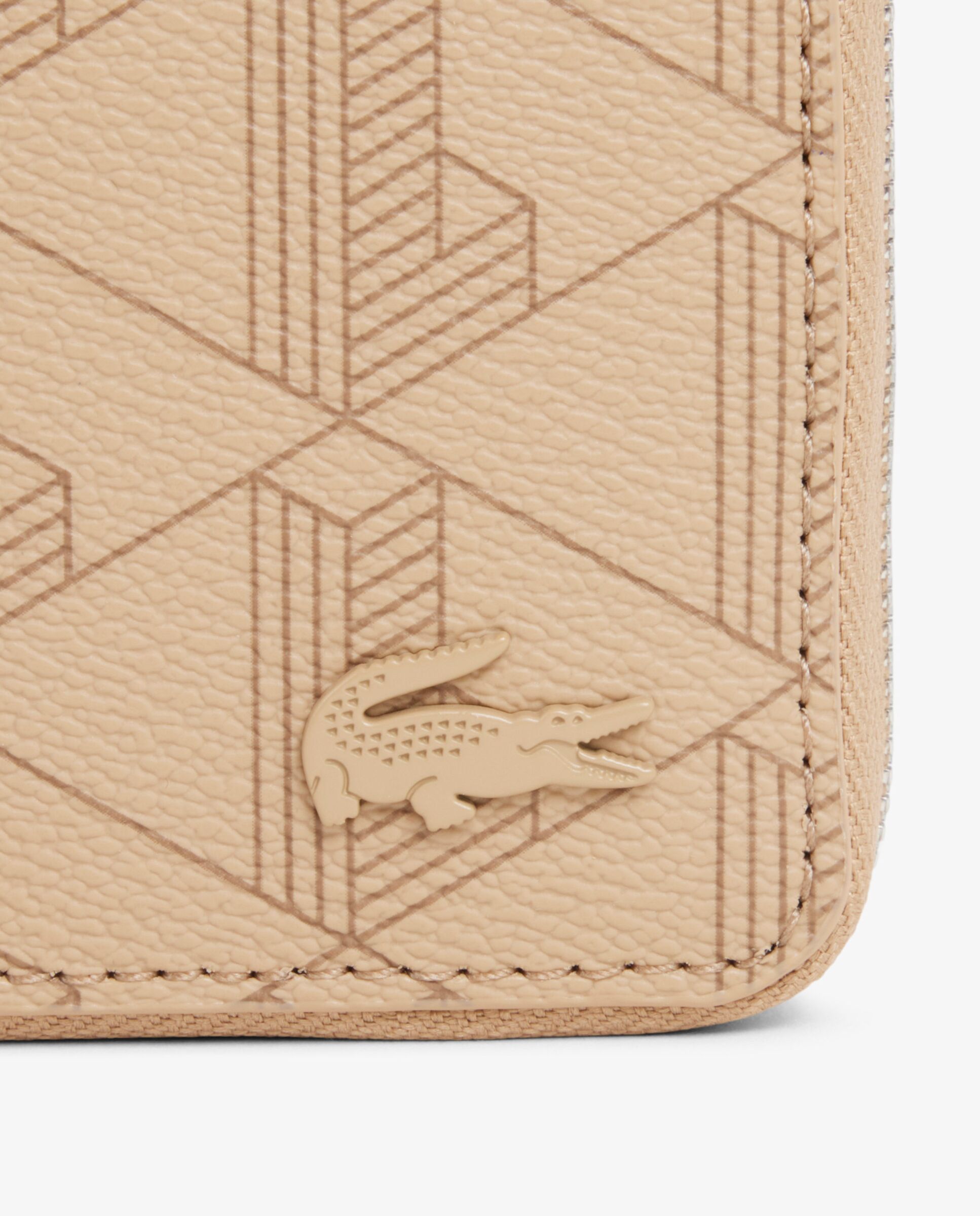 Billetera de hombre con cremallera y monograma en mono viennois otter - Lacoste - Natural Natural-4