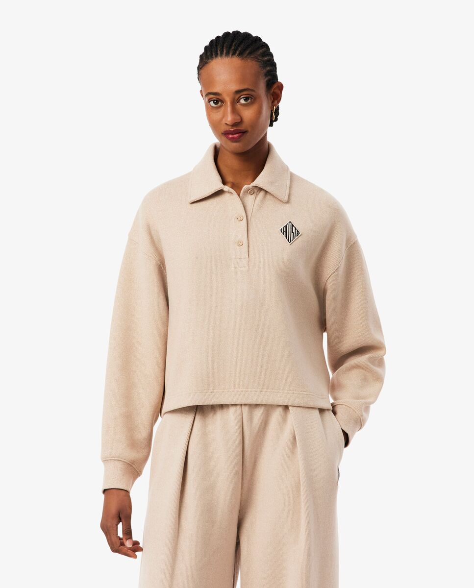 Sudadera de mujer de canalé oversized - Lacoste - Marrón claro Marrón claro-1
