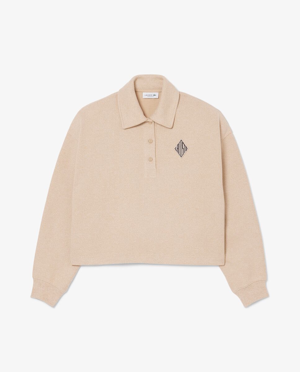 Sudadera de mujer de canalé oversized - Lacoste - Marrón claro Marrón claro-5