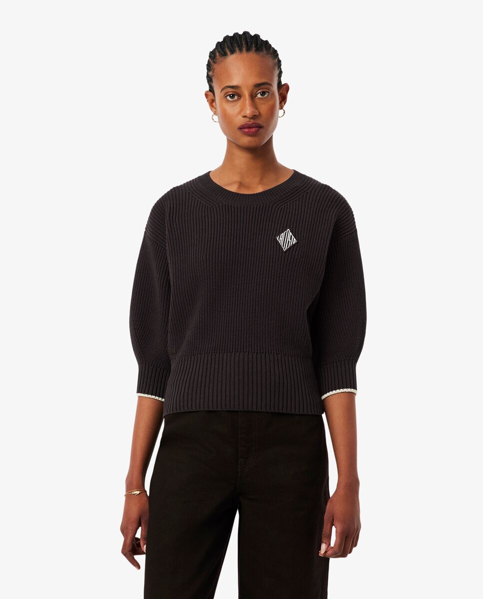 Jersey de mujer de cuello redondo de algodón - Lacoste - Marrón oscuro Marrón oscuro-1