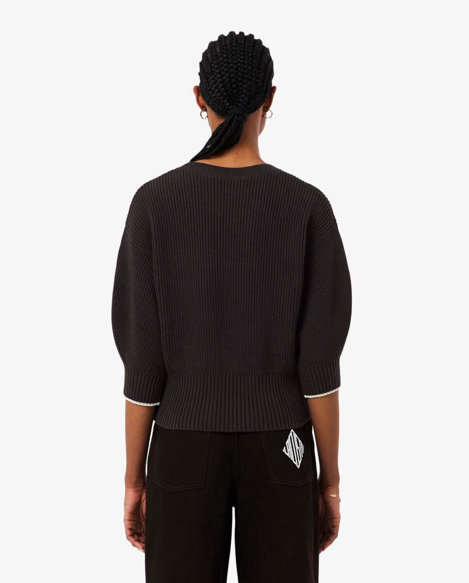 Jersey de mujer de cuello redondo de algodón - Lacoste - Marrón oscuro Marrón oscuro-2