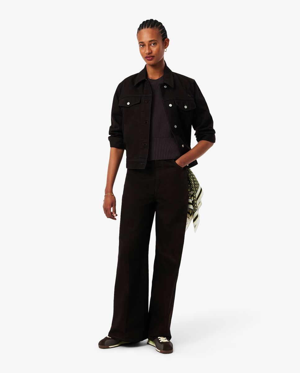 Jersey de mujer de cuello redondo de algodón - Lacoste - Marrón oscuro Marrón oscuro-4