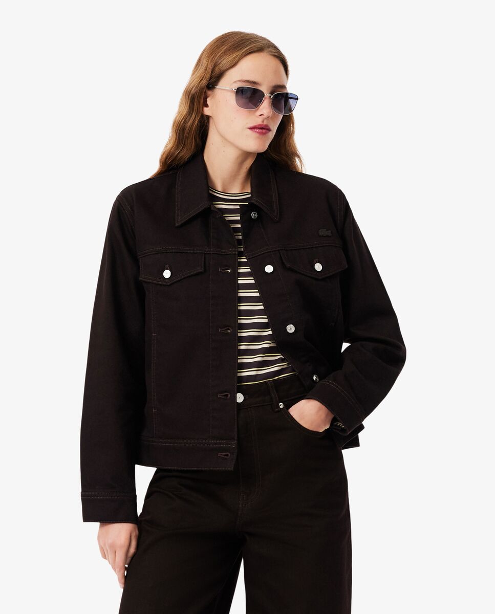 Chaqueta de mujer vaquera con botones de corte ajustado - Lacoste - Marrón Marrón-1