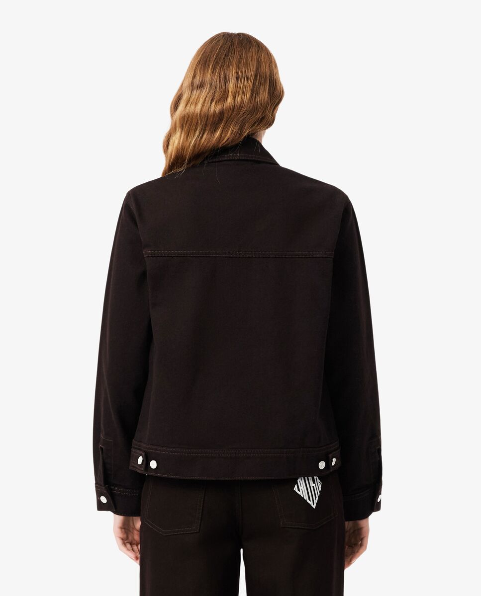 Chaqueta de mujer vaquera con botones de corte ajustado - Lacoste - Marrón Marrón-3