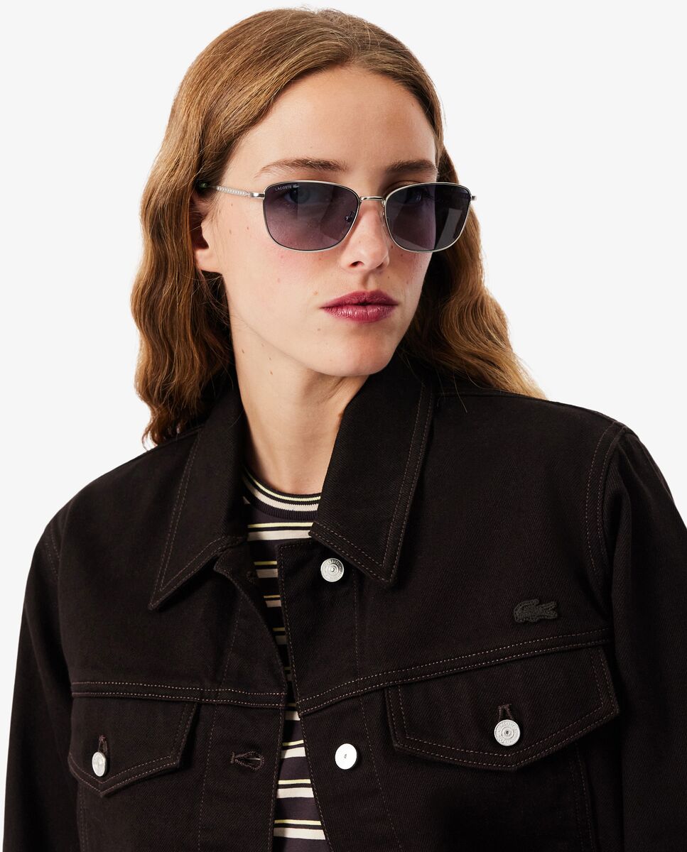Chaqueta de mujer vaquera con botones de corte ajustado - Lacoste - Marrón Marrón-4