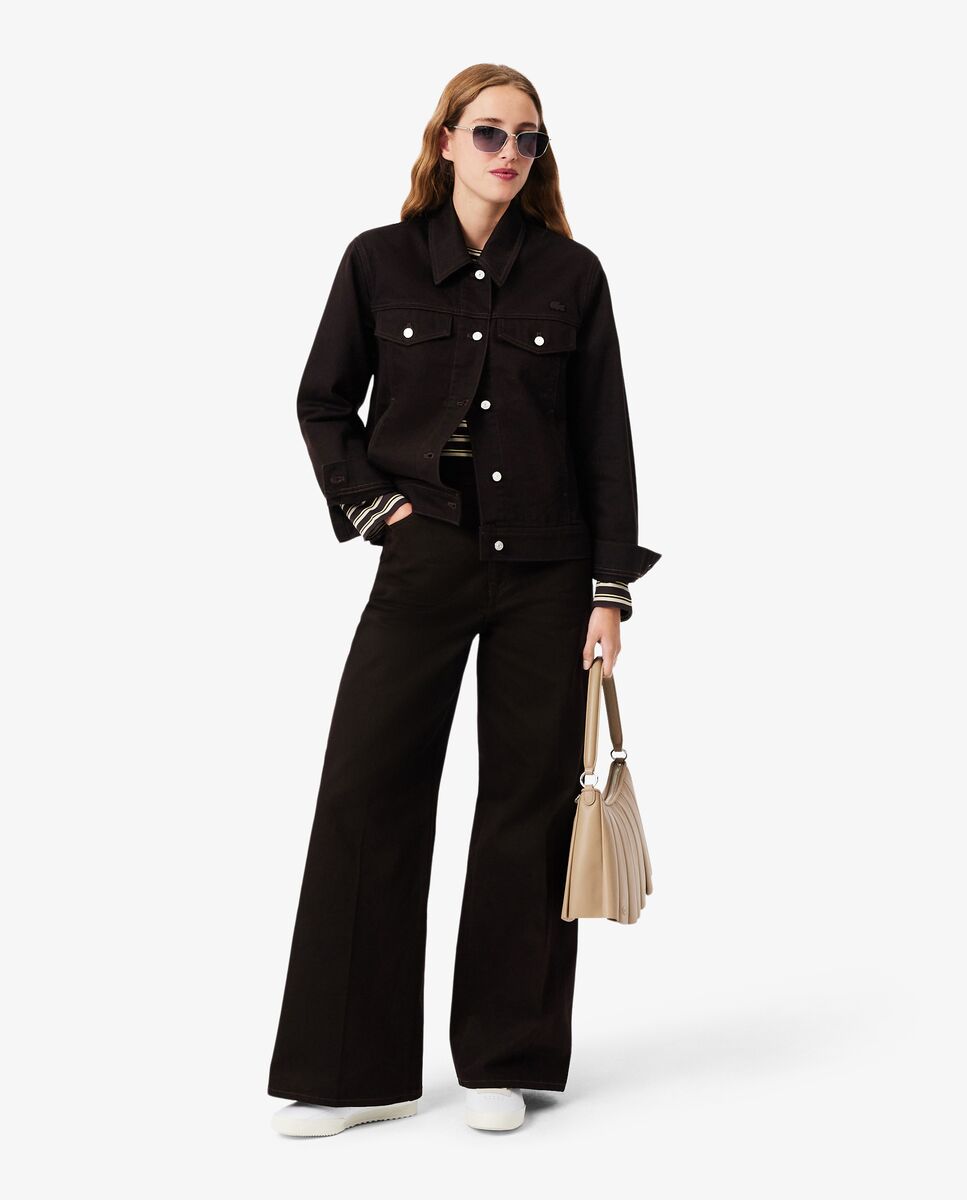 Chaqueta de mujer vaquera con botones de corte ajustado - Lacoste - Marrón Marrón-5