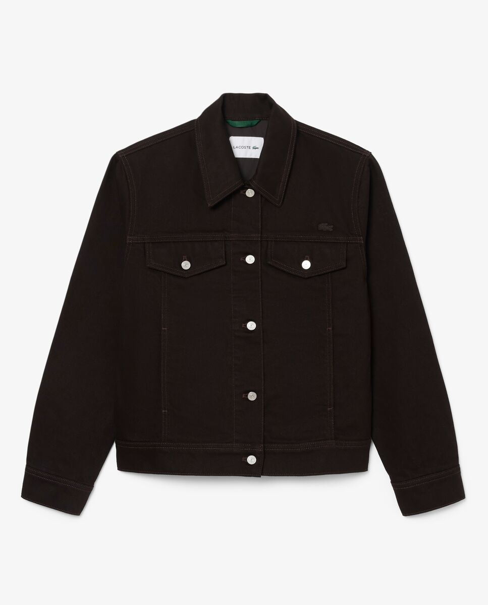 Chaqueta de mujer vaquera con botones de corte ajustado - Lacoste - Marrón Marrón-6