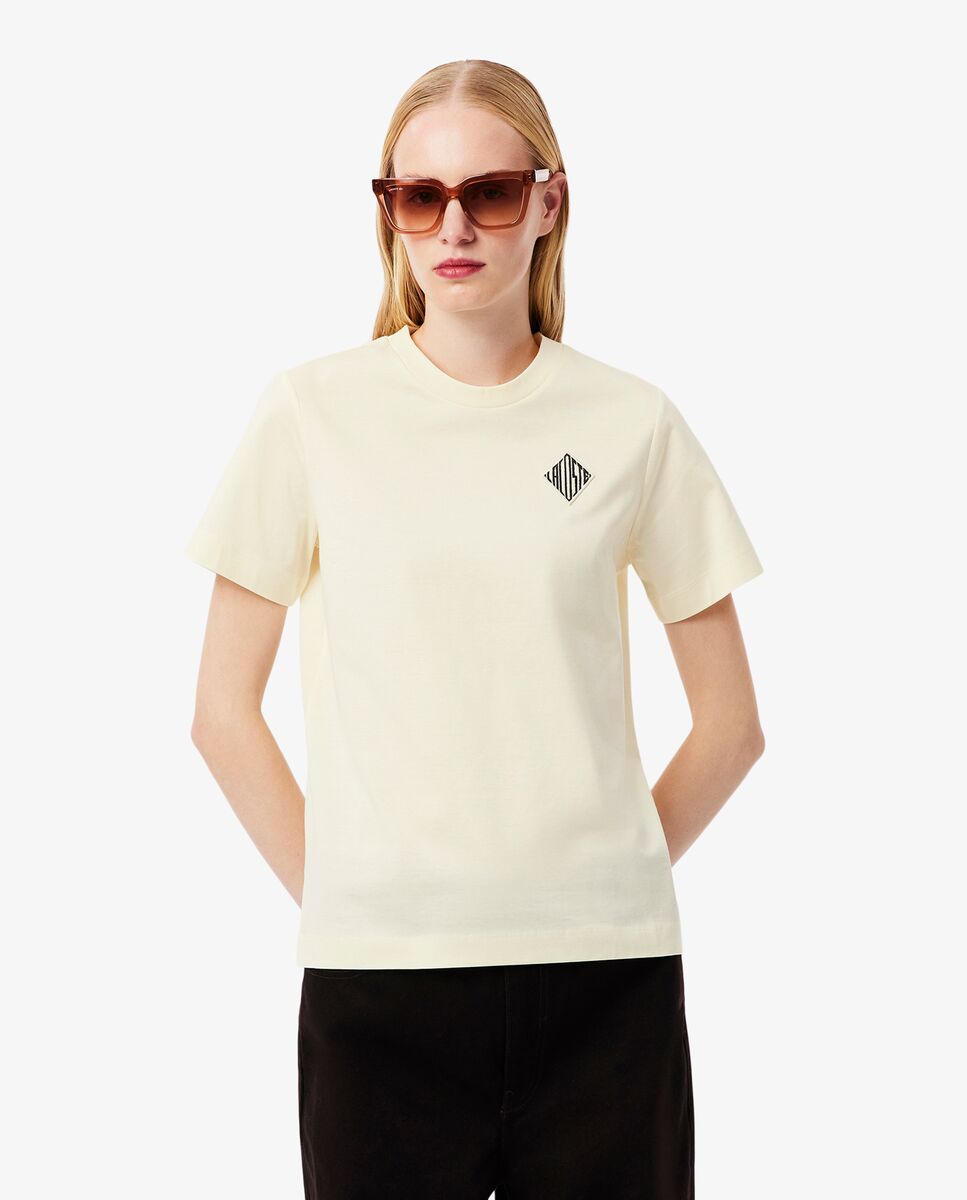 Camiseta de mujer de algodón con insignia Lacoste - Amarillo Amarillo-1