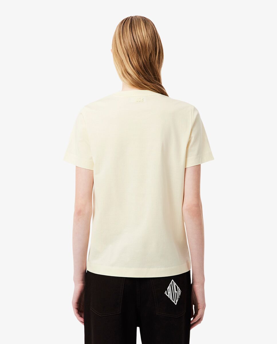 Camiseta de mujer de algodón con insignia Lacoste - Amarillo Amarillo-3
