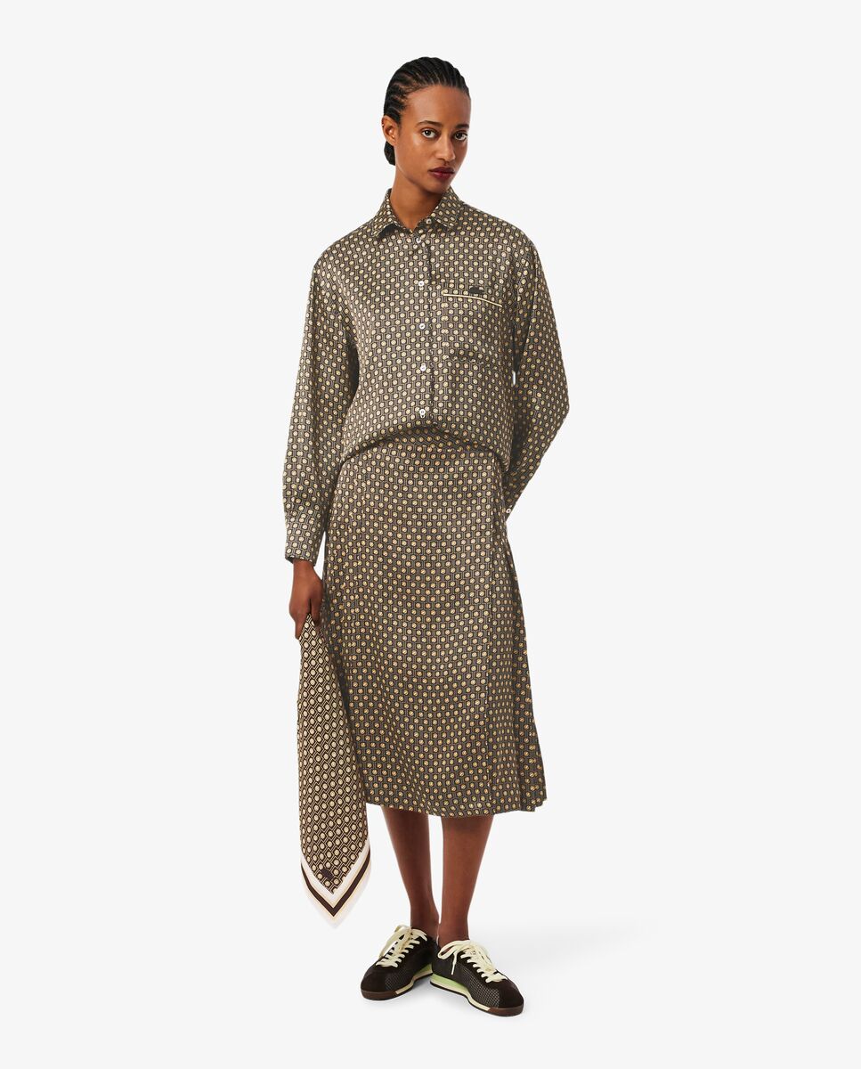 Falda midi plisada con estampado - Lacoste - Marrón Marrón-2