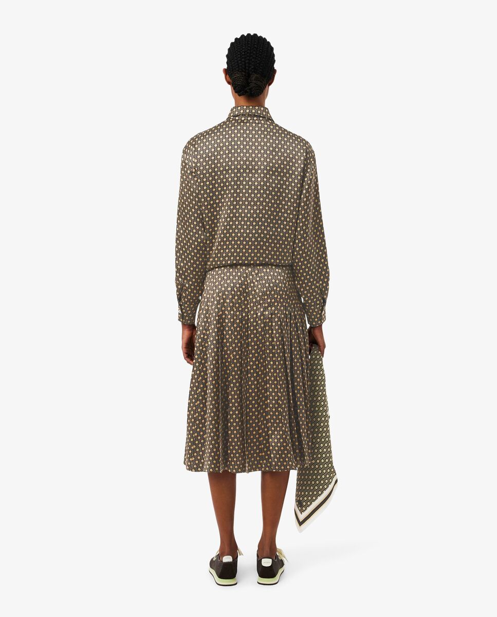 Falda midi plisada con estampado - Lacoste - Marrón Marrón-3