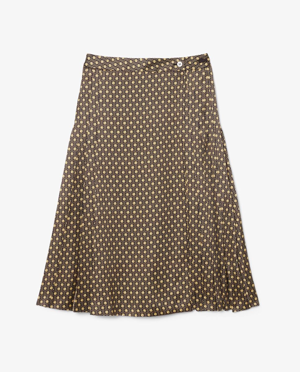 Falda midi plisada con estampado - Lacoste - Marrón Marrón-6