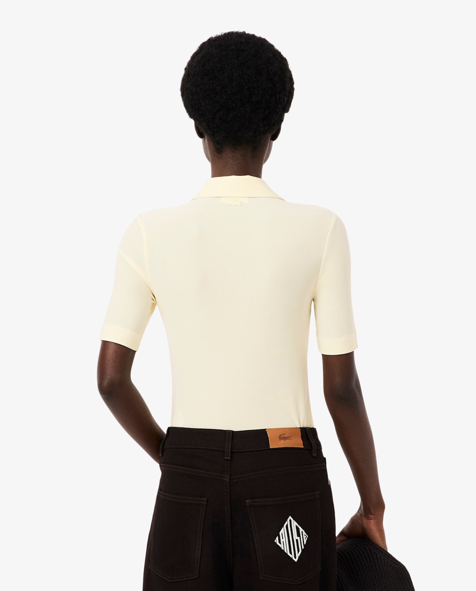 Polo de mujer bordado de corte ajustado de manga corta - Lacoste - Amarillo Amarillo-2