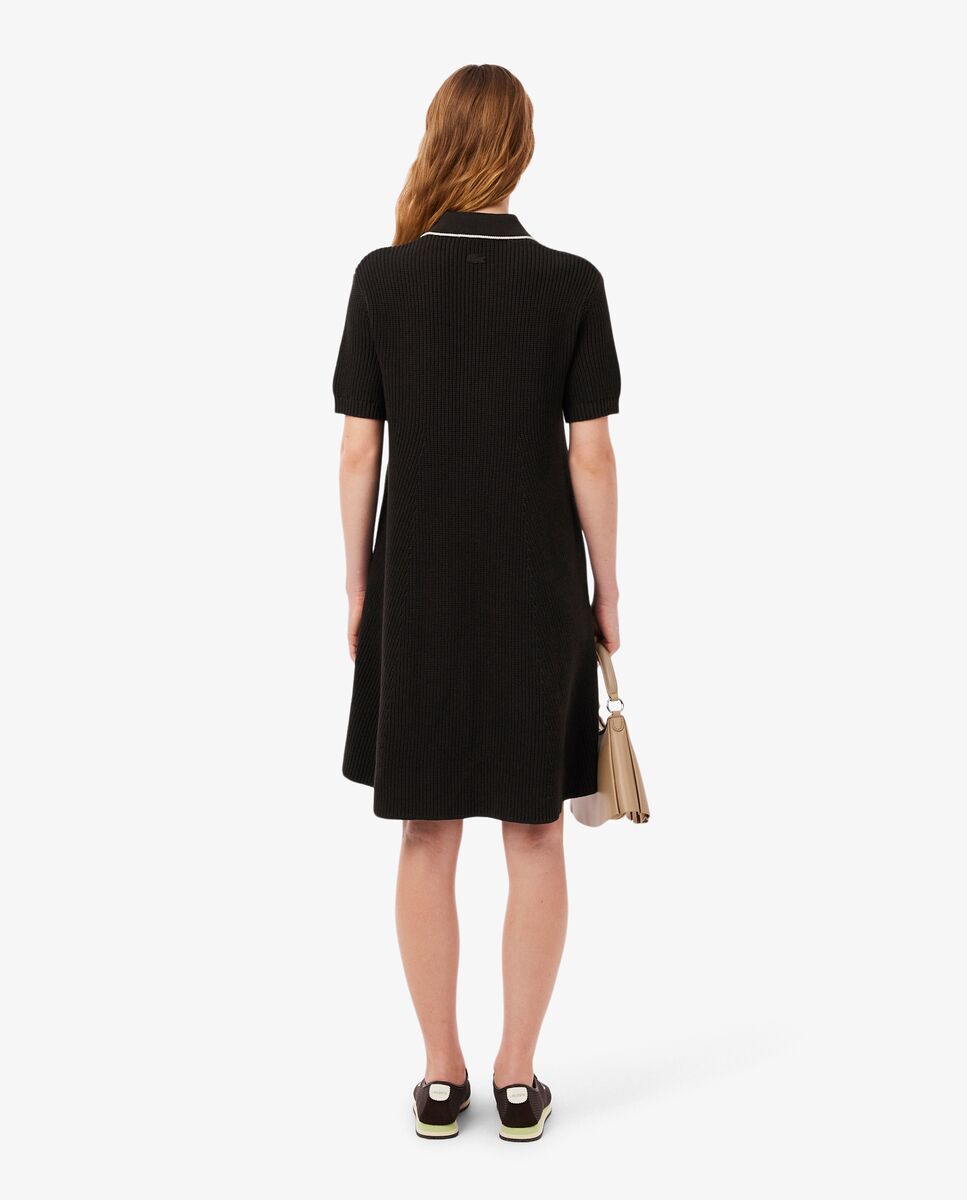 Vestido polo de algodón con insignia en contraste de manga corta - Lacoste - Marrón Marrón-3