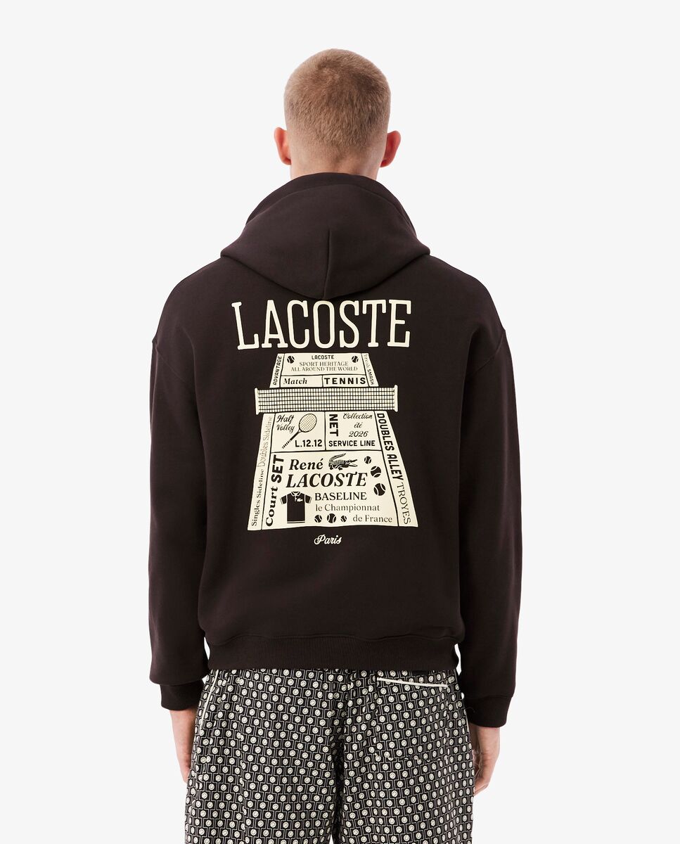 Sudadera de hombre con capucha de corte amplio con estampado - Lacoste - Marrón Marrón-2