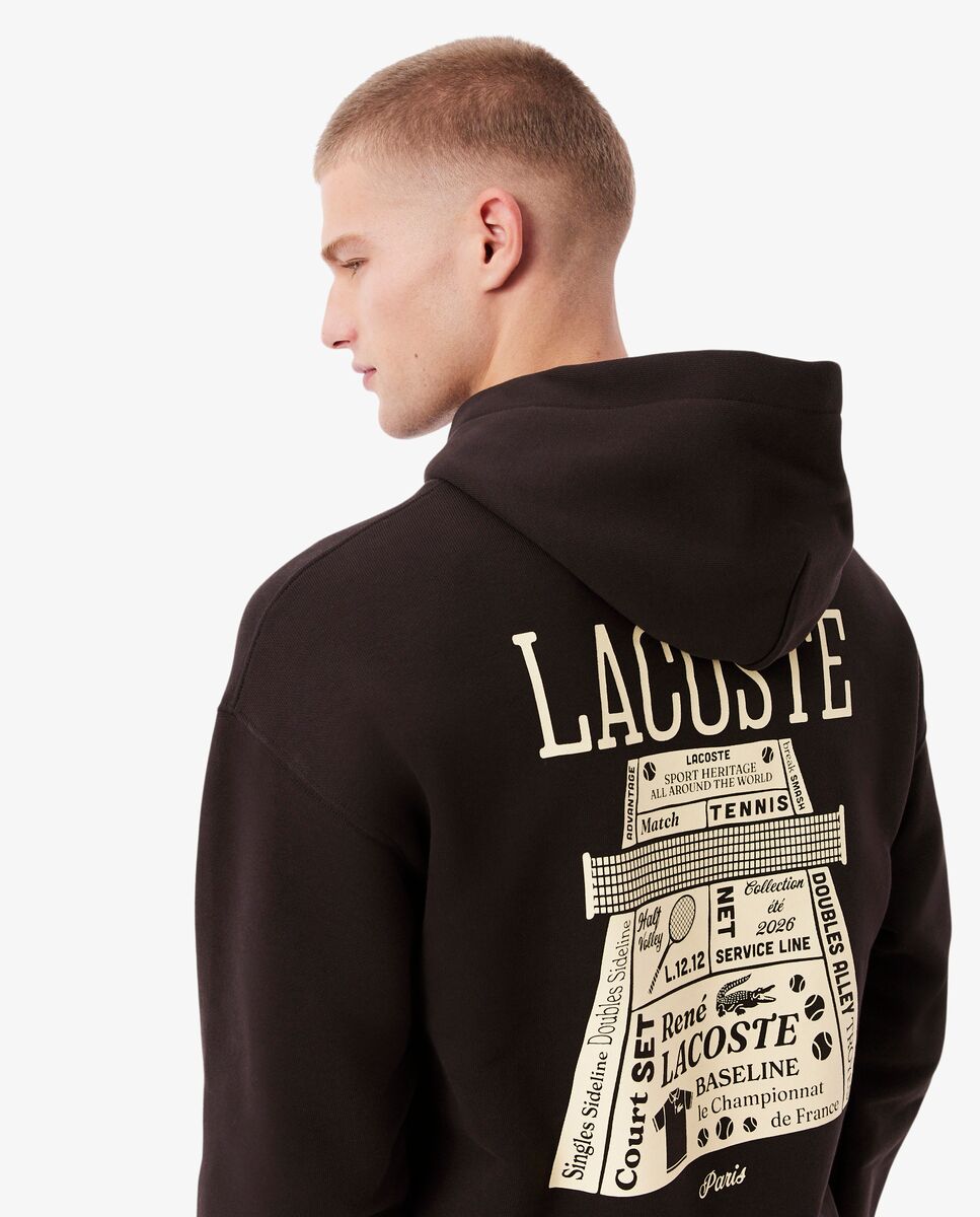 Sudadera de hombre con capucha de corte amplio con estampado - Lacoste - Marrón Marrón-3