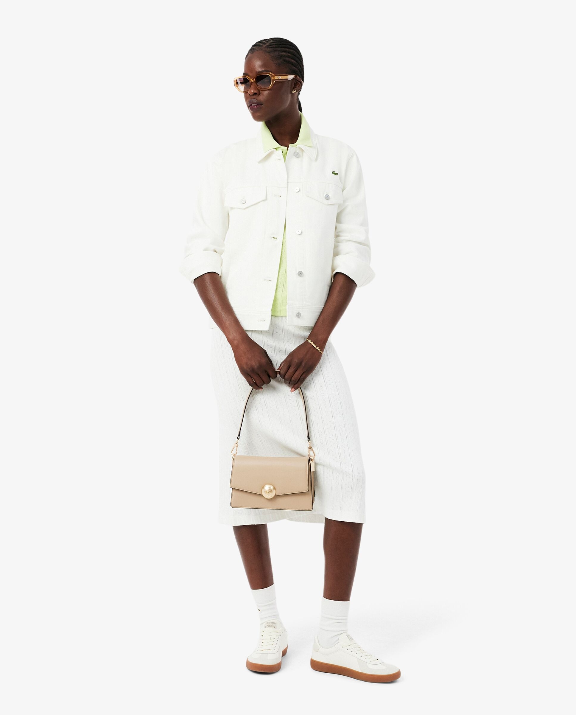 Bolso con solapa de piel Tennis Bliss - Lacoste - Beige Beige-2