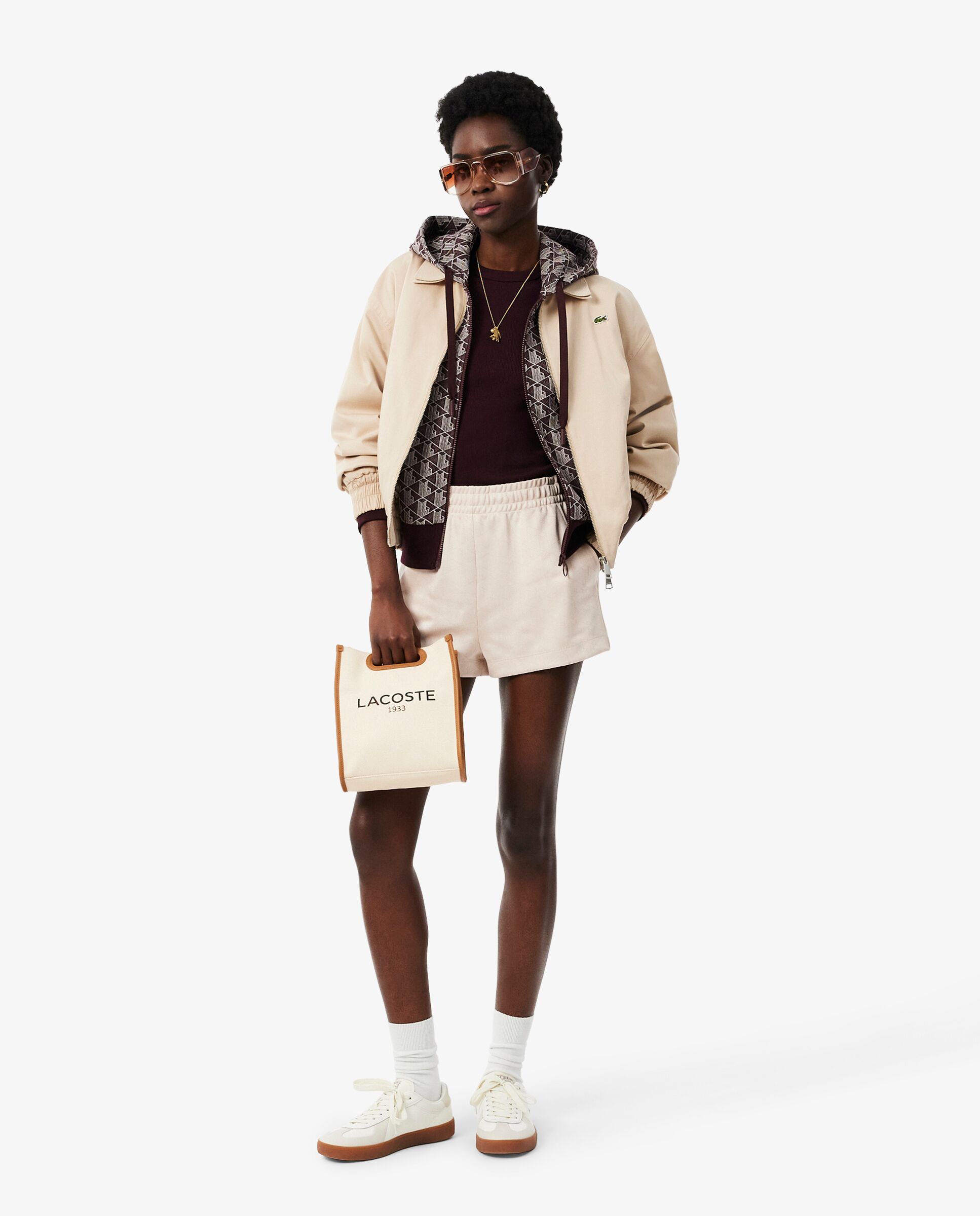 Bolso de mujer tote de lona heritage pequeño en natural tan - Lacoste - Natural Natural-2