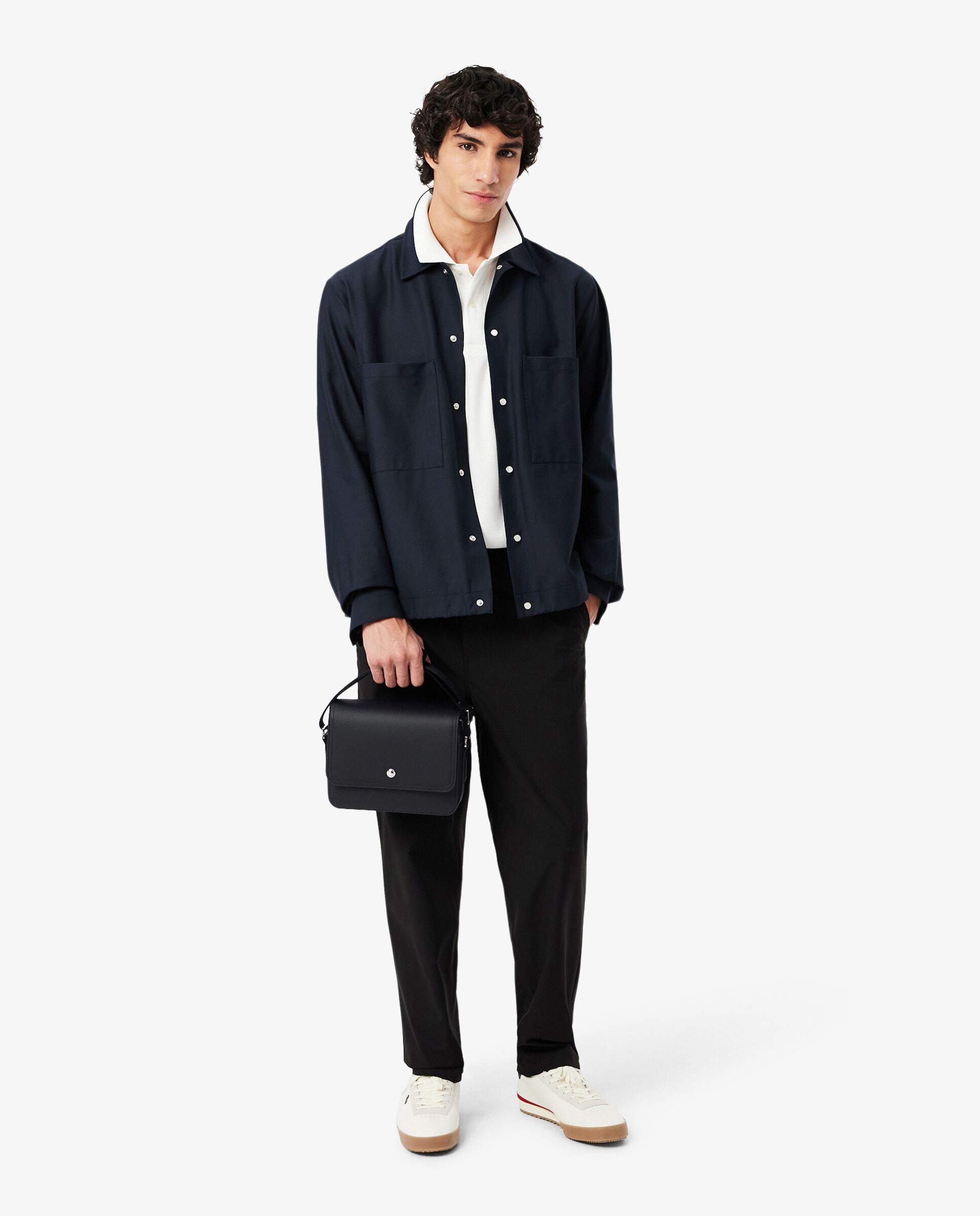 Imagen 2 de Bandolera de hombre de mensajero langon de petit piqué pequeño en negro - Lacoste - Blanco Blanco