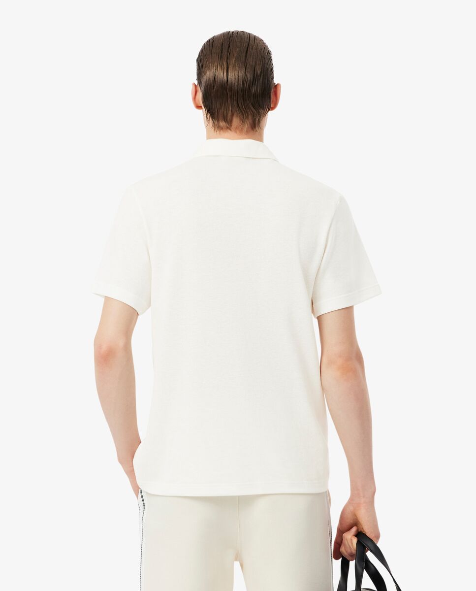 Polo de hombre de corte clásico mezcla de algodón y lino en azul de manga corta - Lacoste - Blanco Blanco-2