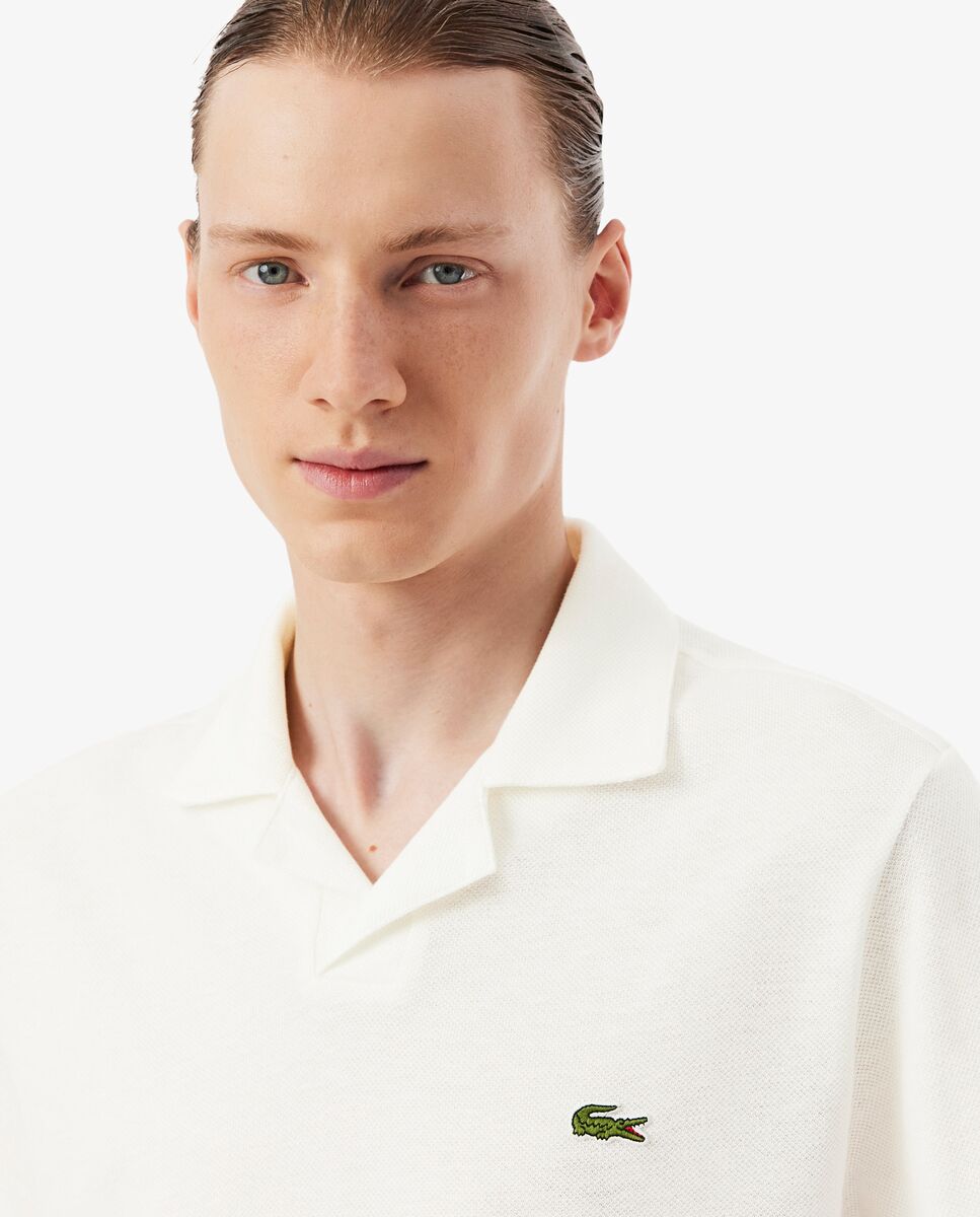 Polo de hombre de corte clásico mezcla de algodón y lino en azul de manga corta - Lacoste - Blanco Blanco-3