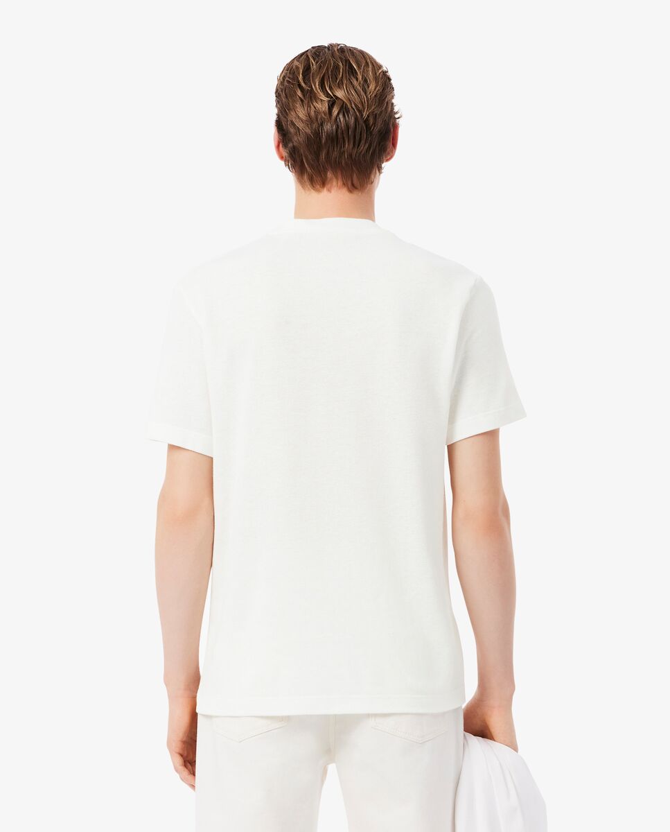 Camiseta de hombre de piqué de lino y algodón grueso de manga corta - Lacoste - Blanco Blanco-2