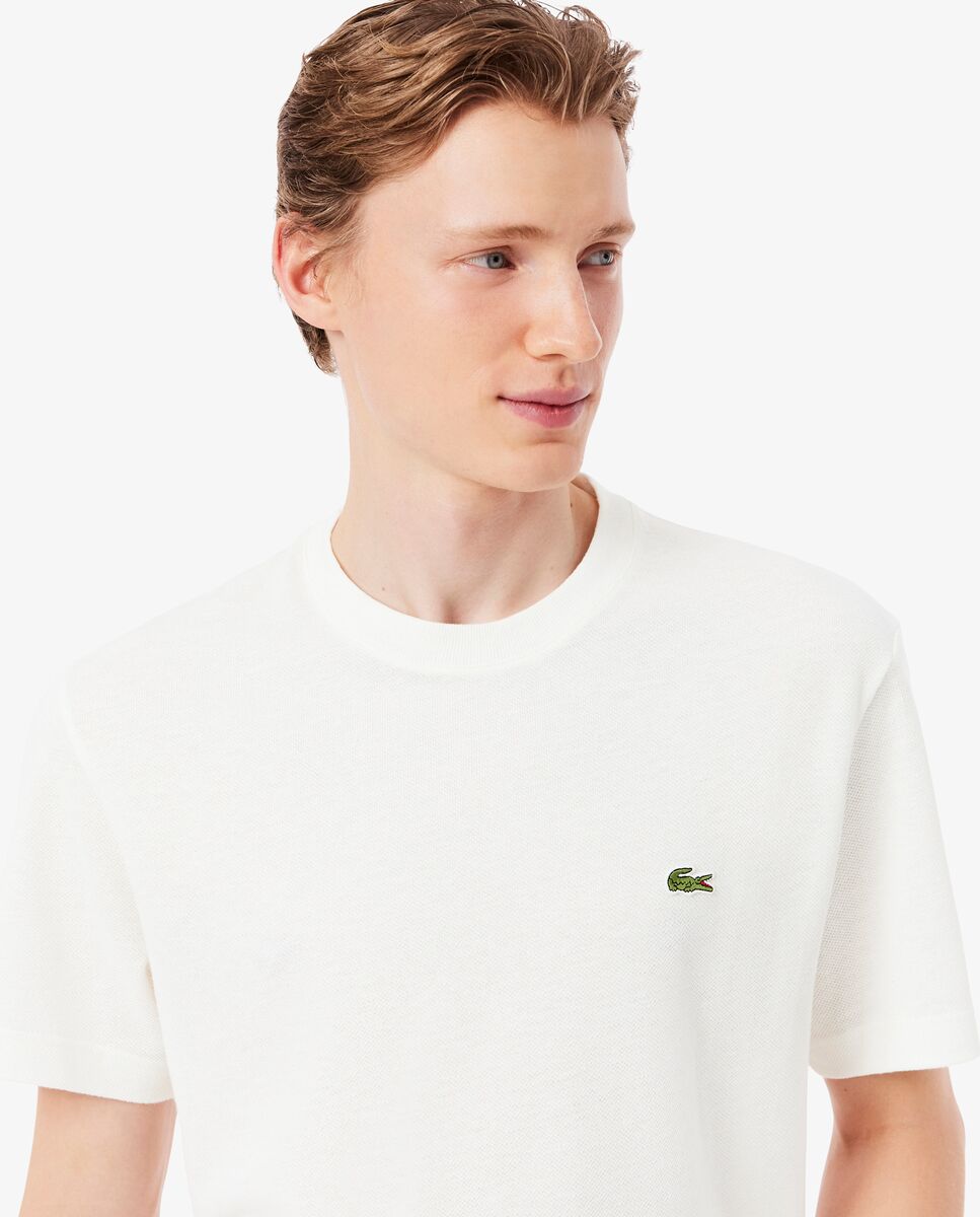 Camiseta de hombre de piqué de lino y algodón grueso de manga corta - Lacoste - Blanco Blanco-3
