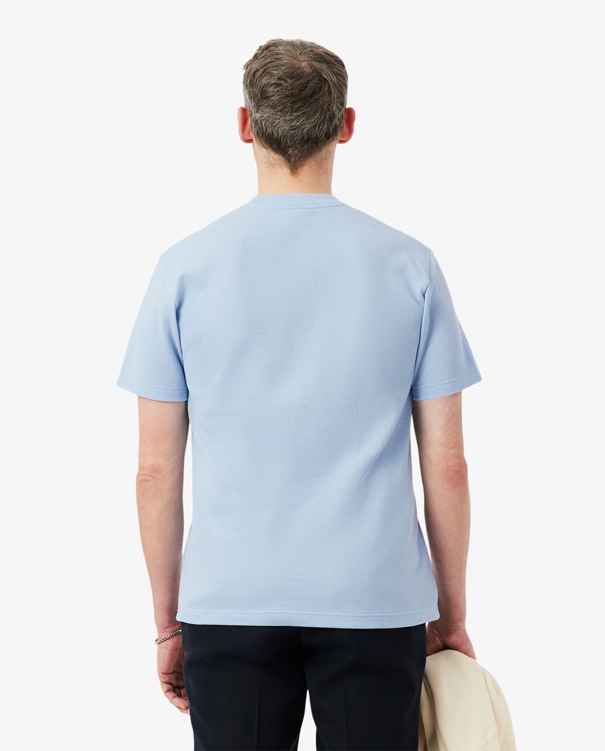 Camiseta de hombre de piqué de lino y algodón grueso de manga corta - Lacoste - Azul claro Azul claro-2