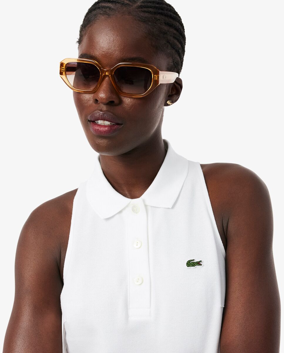 Vestido polo de mujer sin mangas de piqué en rosa - Lacoste - Blanco Blanco-3