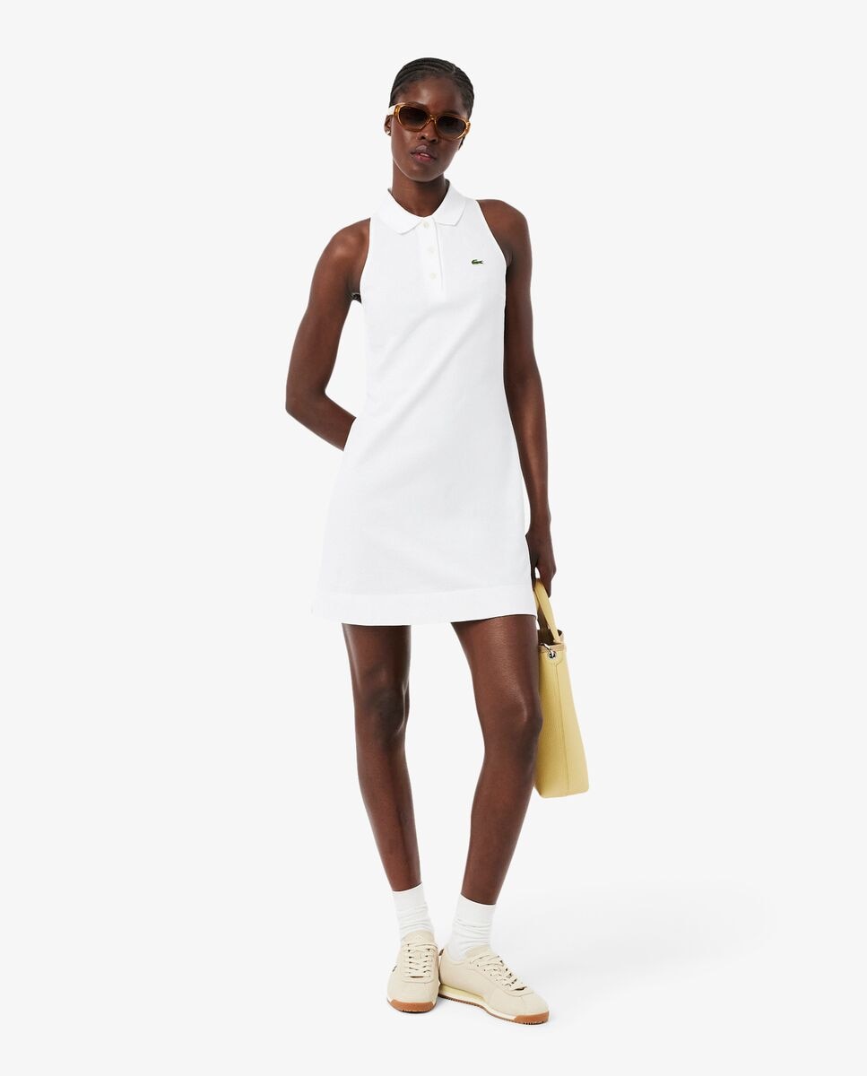 Vestido polo de mujer sin mangas de piqué en rosa - Lacoste - Blanco Blanco-4
