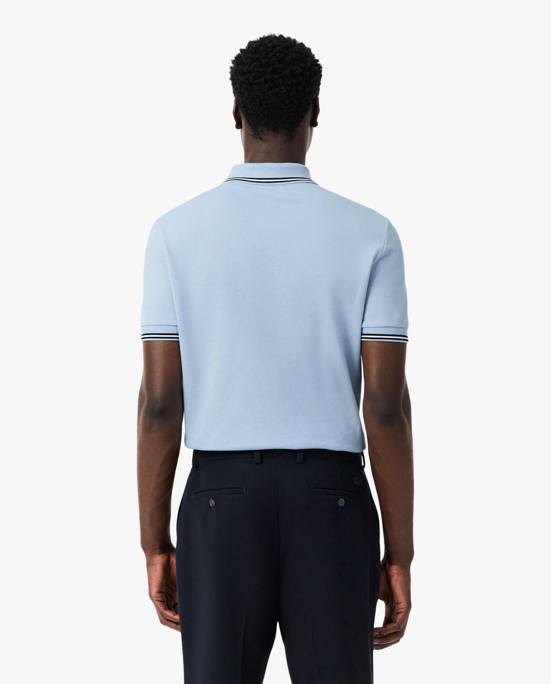 Polo de hombre de corte regular con ribetes decorativos de manga corta - Lacoste - Azul claro Azul claro-2