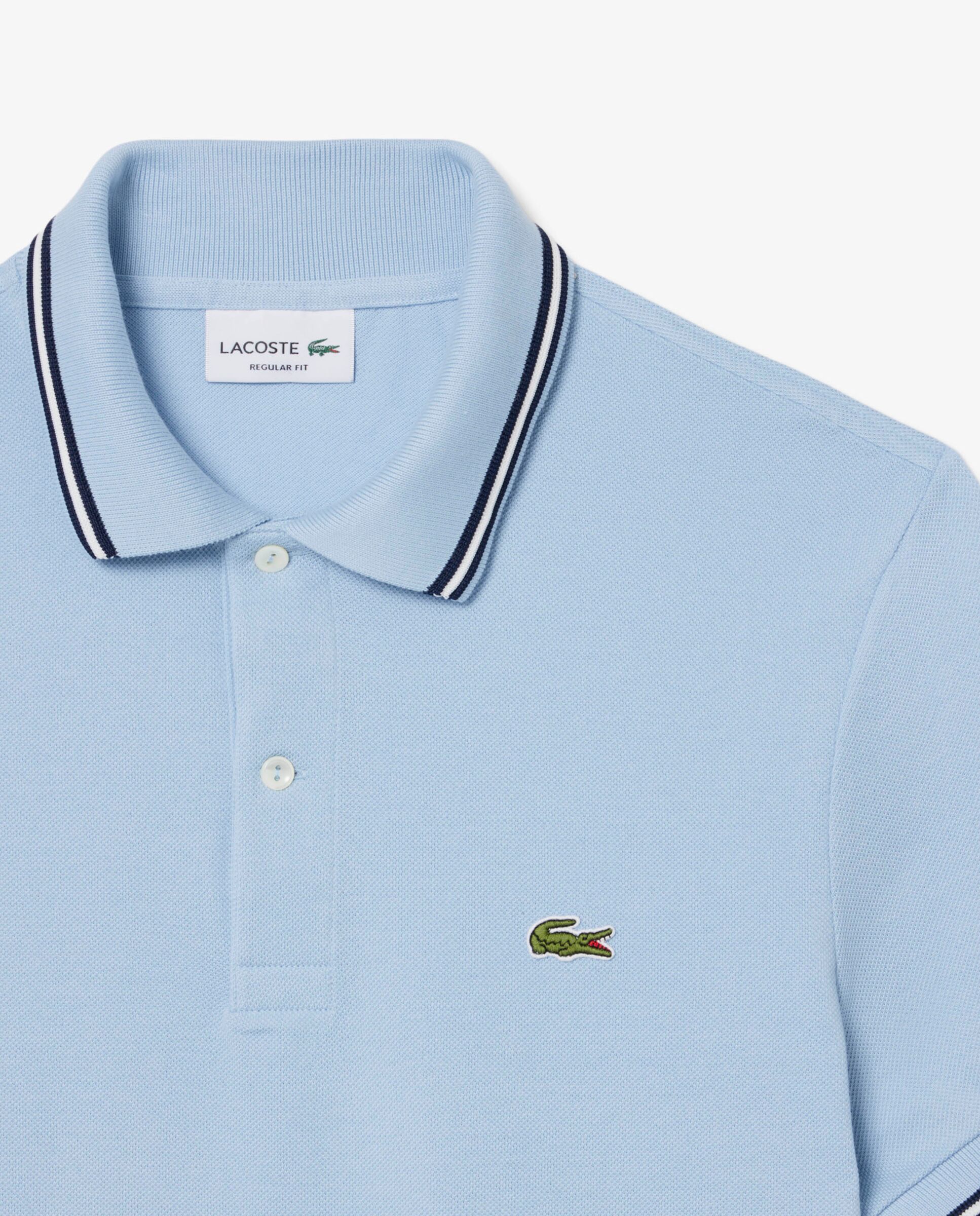 Polo de hombre de corte regular con ribetes decorativos de manga corta - Lacoste - Azul claro Azul claro-5