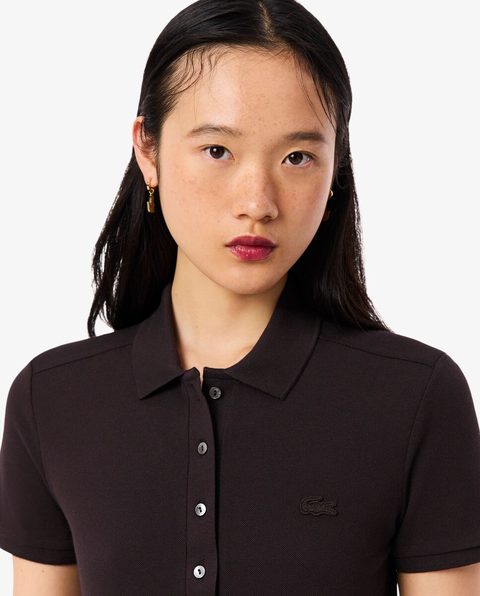 Polo de mujer en piqué de algodón stretch de manga corta - Lacoste - Marrón Marrón-4