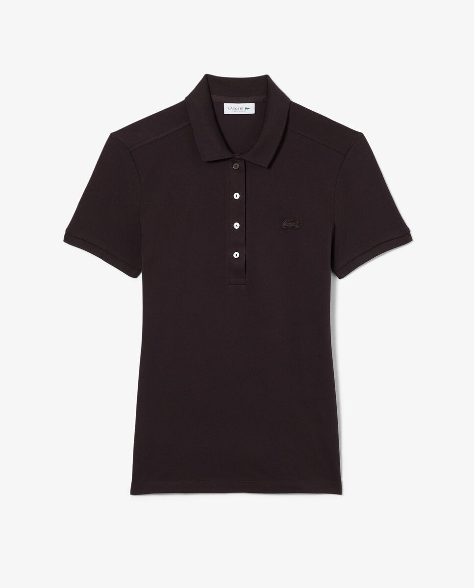 Polo de mujer en piqué de algodón stretch de manga corta - Lacoste - Marrón Marrón-6